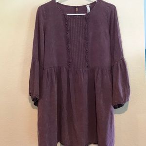 Rusty Purple Dress with Bell Sleeves